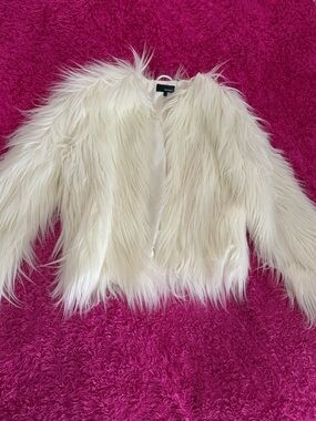 The Kooples White Faux Fur Coat with Plush Lining
